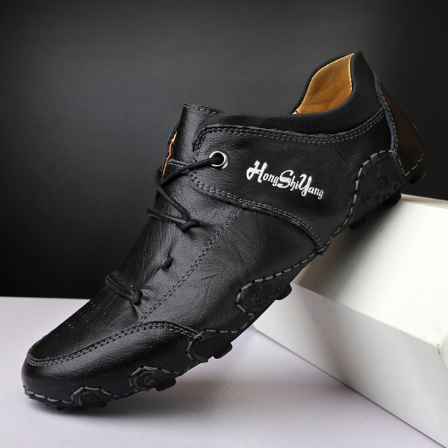 Męskie skórzane luksusowe buty do codziennego noszenia - trampki, mokasyny, buty wsuwane (rozmiar 48) - Wianko - 34
