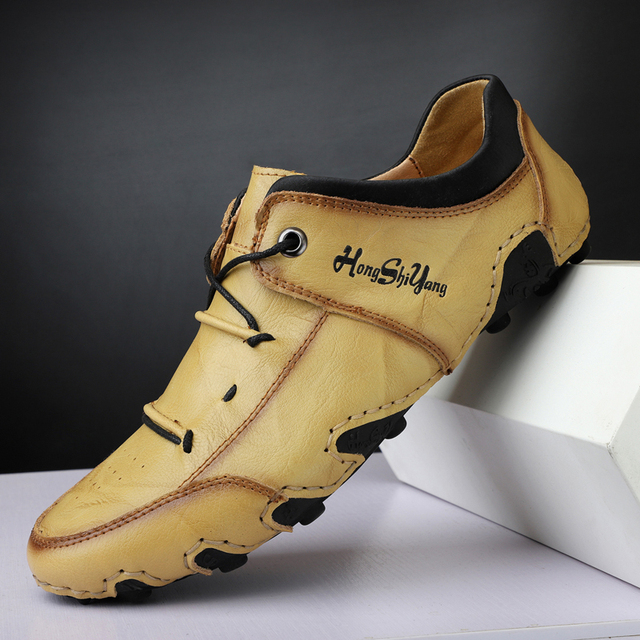 Męskie skórzane luksusowe buty do codziennego noszenia - trampki, mokasyny, buty wsuwane (rozmiar 48) - Wianko - 32