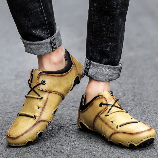 Męskie skórzane luksusowe buty do codziennego noszenia - trampki, mokasyny, buty wsuwane (rozmiar 48) - Wianko - 20