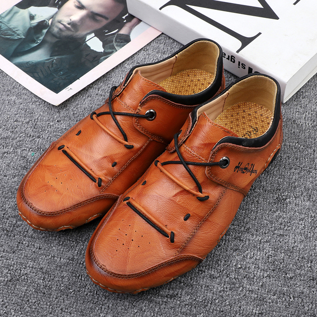 Męskie skórzane luksusowe buty do codziennego noszenia - trampki, mokasyny, buty wsuwane (rozmiar 48) - Wianko - 10