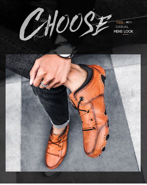 Męskie skórzane luksusowe buty do codziennego noszenia - trampki, mokasyny, buty wsuwane (rozmiar 48) - Wianko - 5