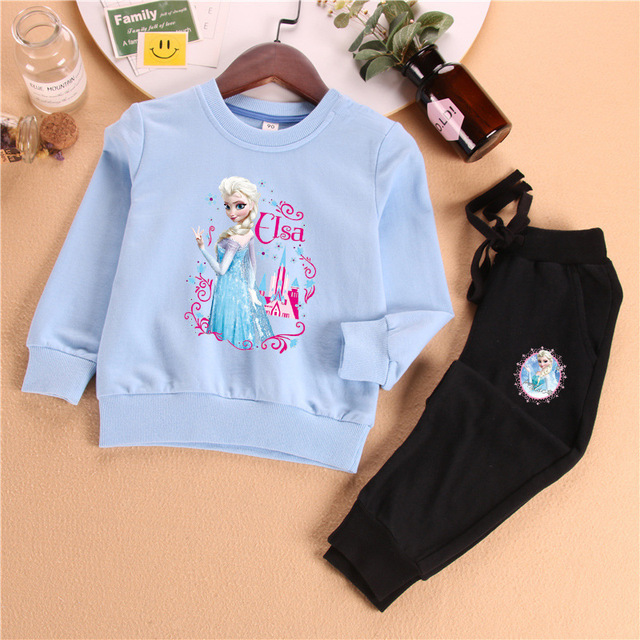 Zestaw ubrań dla dziewczyn Frozen Aisha Princess z długim rękawem - modna jesienią odzież sportowa inspirowana postaciami z kreskówki - Elsa - Wianko - 4