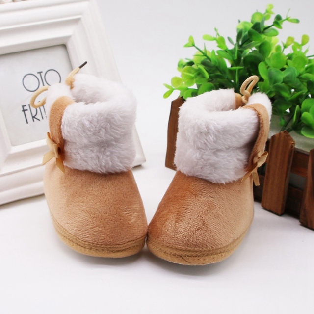 Zimowe buty śniegowe dla noworodka - chłopiec lub dziewczynka, futrzane, ciepłe, w połowie rury - Wianko - 4