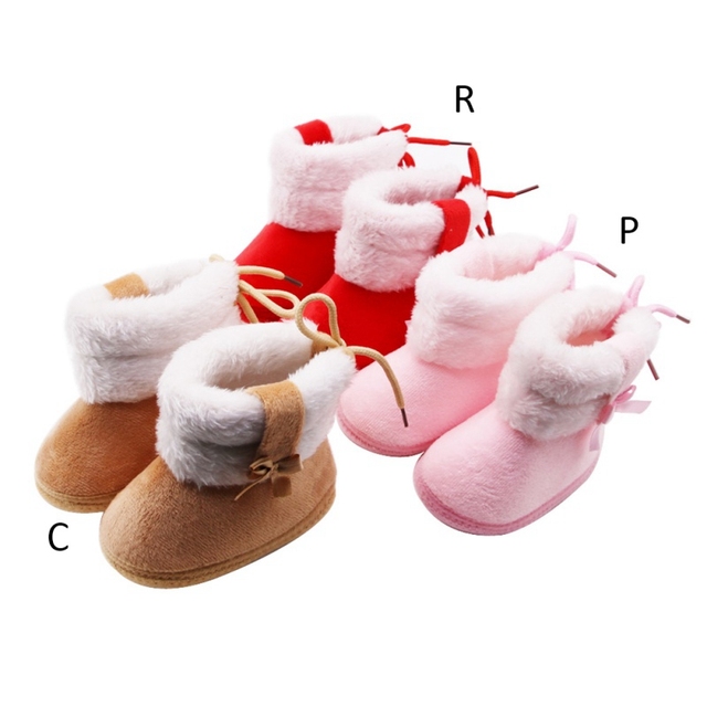Zimowe buty śniegowe dla noworodka - chłopiec lub dziewczynka, futrzane, ciepłe, w połowie rury - Wianko - 1