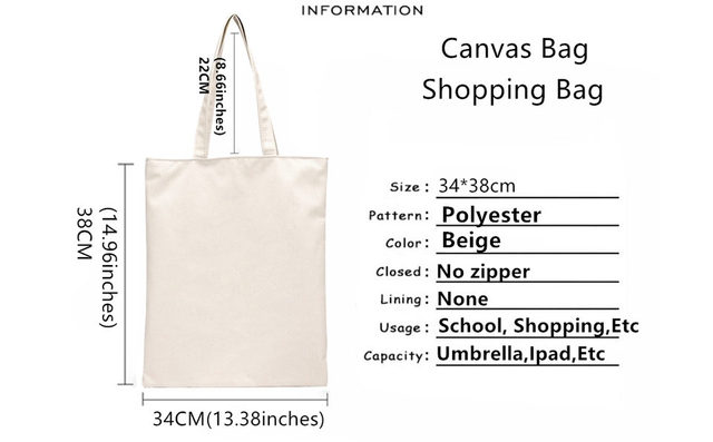 Shopper Bandana mops - kocham mamę, Kawaii - torba na zakupy Harajuku, płótno, dziewczyna - Wianko - 2