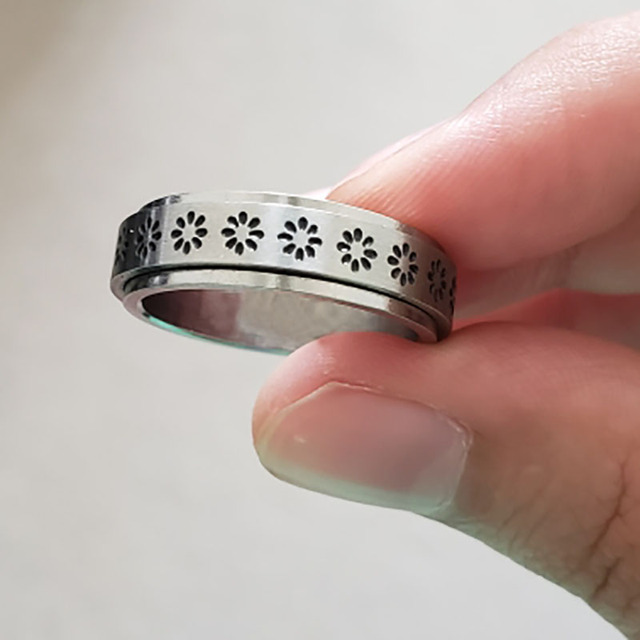 Pierścień antystresowy Fidgets dla kobiet - obracający się pierścień ze stali nierdzewnej - Wianko - 3