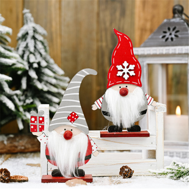 Dekoracja choinkowa - Święty Mikołaj Elf Ornament 2020 - Nowy Rok 2021 - Wesołych Świąt - Xmas - Drewniana - Wianko - 2