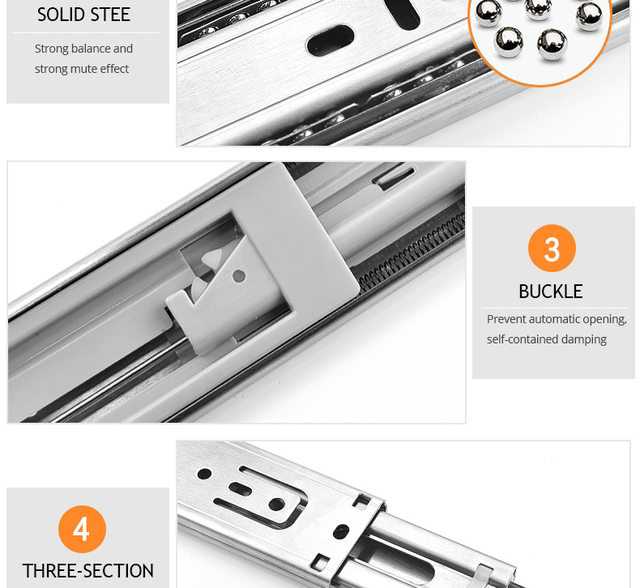 Szuflada ze stali nierdzewnej z zamknięciem, 10-22 calowe prowadnice szuflad, trzyczęściowy utwór, szyny i rolki, sprzęt meblowy - Wianko - 13