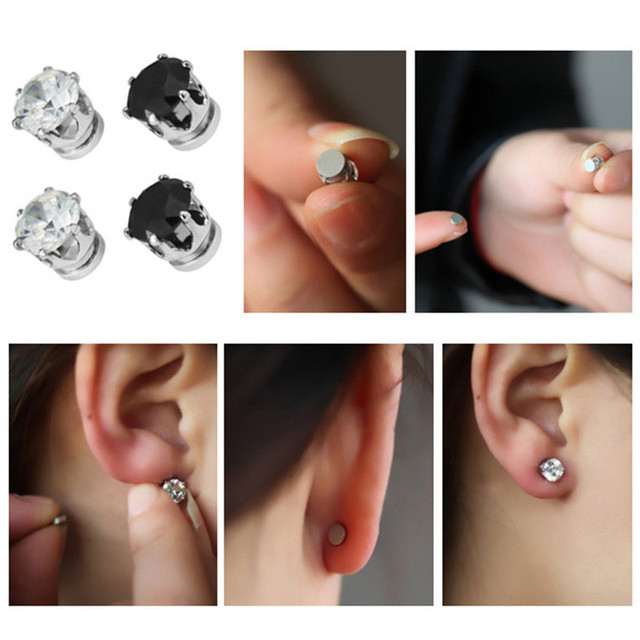 Magnesowe kolczyki z kryształowymi kamykami, łatwe w użyciu, bez otworu w uchu, dla kobiet i mężczyzn - Wianko - 23