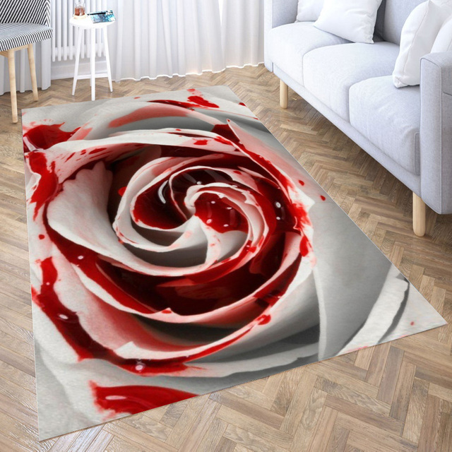 Antypoślizgowe dywaniki do salonu, balkonu i łazienki - dywan Krew i kwiat z nadrukiem - Wianko - 1