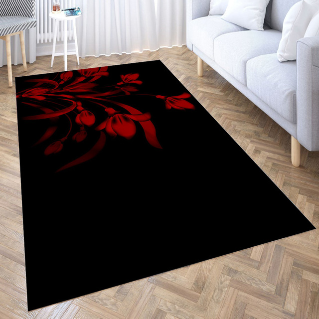 Antypoślizgowe dywaniki do salonu, balkonu i łazienki - dywan Krew i kwiat z nadrukiem - Wianko - 3