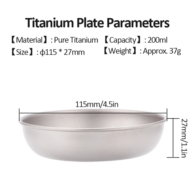 Lixada Płyta tytanowa Ultralekka patelnia-talerz na owoce 200/350/500/700ml do campingowych i survivalowych wypraw - Wianko - 12