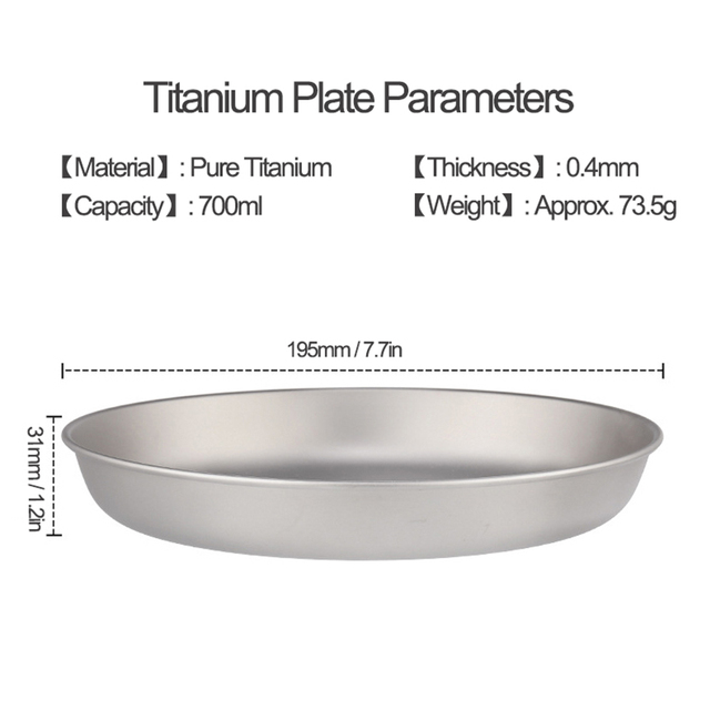 Lixada Płyta tytanowa Ultralekka patelnia-talerz na owoce 200/350/500/700ml do campingowych i survivalowych wypraw - Wianko - 9