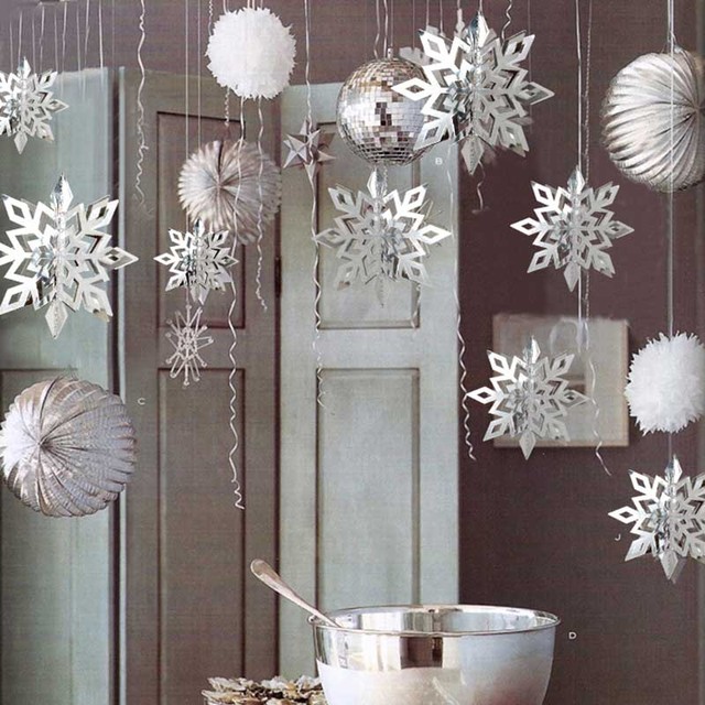 Mrożone zaopatrzenie firm - 3D sztuczne płatki śniegu, girlandy papierowe, ozdoby świąteczne i zimowe dekoracje do domu - Wianko - 22
