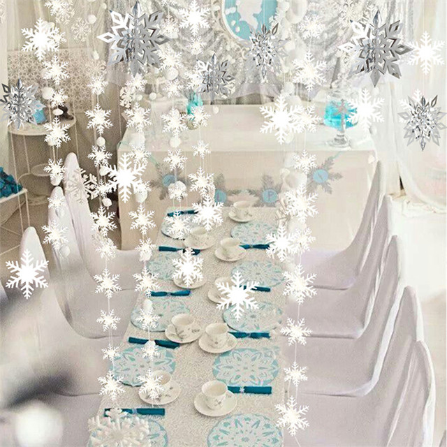 Mrożone zaopatrzenie firm - 3D sztuczne płatki śniegu, girlandy papierowe, ozdoby świąteczne i zimowe dekoracje do domu - Wianko - 19