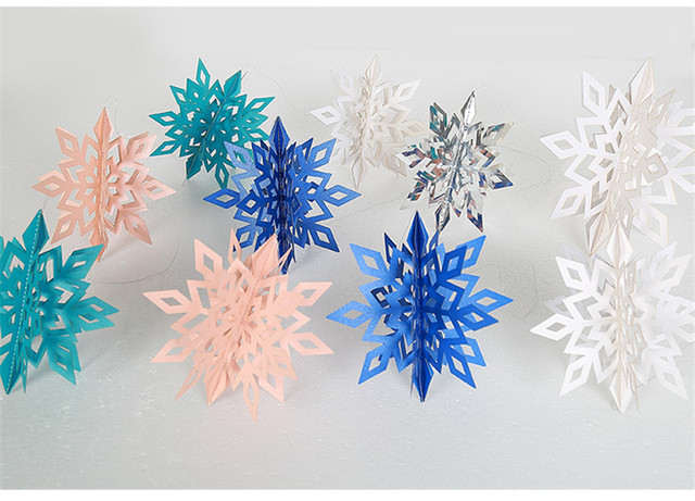 Mrożone zaopatrzenie firm - 3D sztuczne płatki śniegu, girlandy papierowe, ozdoby świąteczne i zimowe dekoracje do domu - Wianko - 3