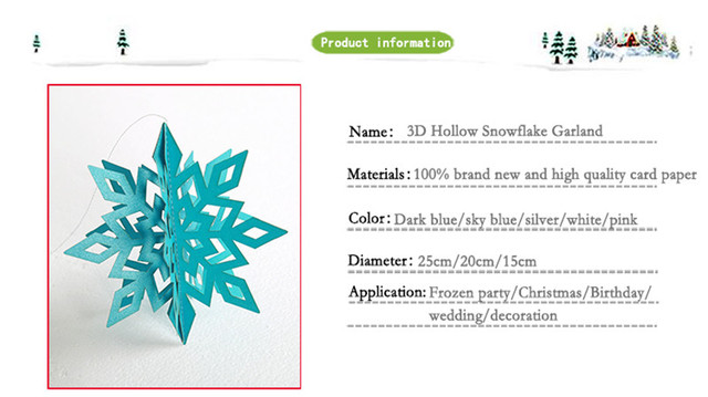 Mrożone zaopatrzenie firm - 3D sztuczne płatki śniegu, girlandy papierowe, ozdoby świąteczne i zimowe dekoracje do domu - Wianko - 2