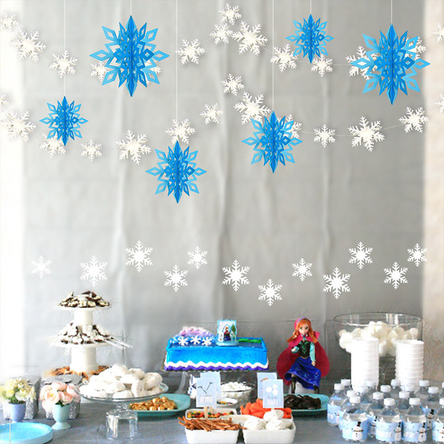Mrożone zaopatrzenie firm - 3D sztuczne płatki śniegu, girlandy papierowe, ozdoby świąteczne i zimowe dekoracje do domu - Wianko - 9