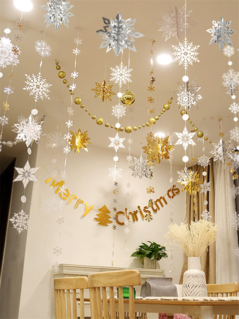 Mrożone zaopatrzenie firm - 3D sztuczne płatki śniegu, girlandy papierowe, ozdoby świąteczne i zimowe dekoracje do domu - Wianko - 1