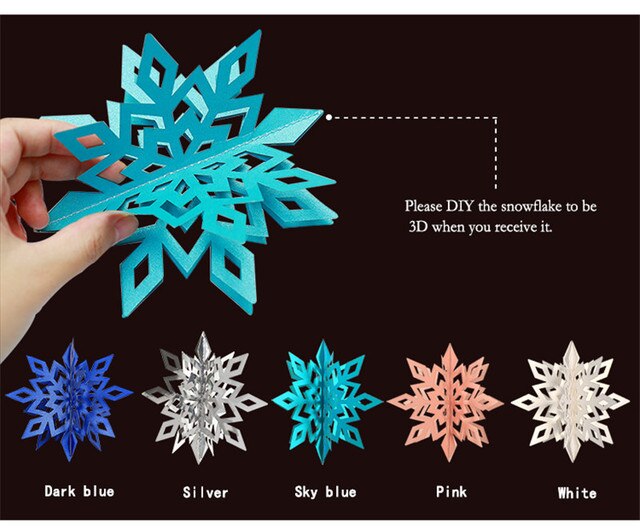 Mrożone zaopatrzenie firm - 3D sztuczne płatki śniegu, girlandy papierowe, ozdoby świąteczne i zimowe dekoracje do domu - Wianko - 5