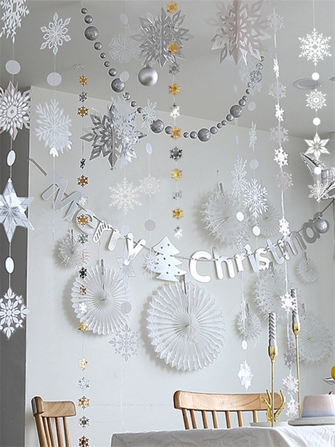 Mrożone zaopatrzenie firm - 3D sztuczne płatki śniegu, girlandy papierowe, ozdoby świąteczne i zimowe dekoracje do domu - Wianko - 20