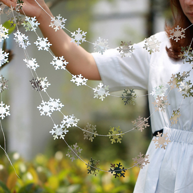 Mrożone zaopatrzenie firm - 3D sztuczne płatki śniegu, girlandy papierowe, ozdoby świąteczne i zimowe dekoracje do domu - Wianko - 26