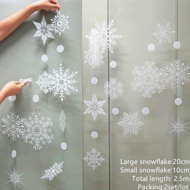 Mrożone zaopatrzenie firm - 3D sztuczne płatki śniegu, girlandy papierowe, ozdoby świąteczne i zimowe dekoracje do domu - Wianko - 44