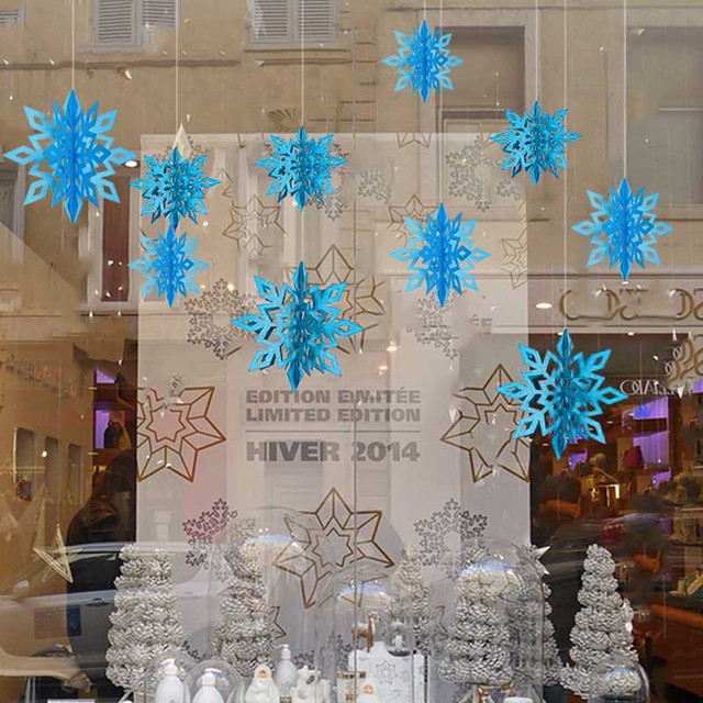 Mrożone zaopatrzenie firm - 3D sztuczne płatki śniegu, girlandy papierowe, ozdoby świąteczne i zimowe dekoracje do domu - Wianko - 24