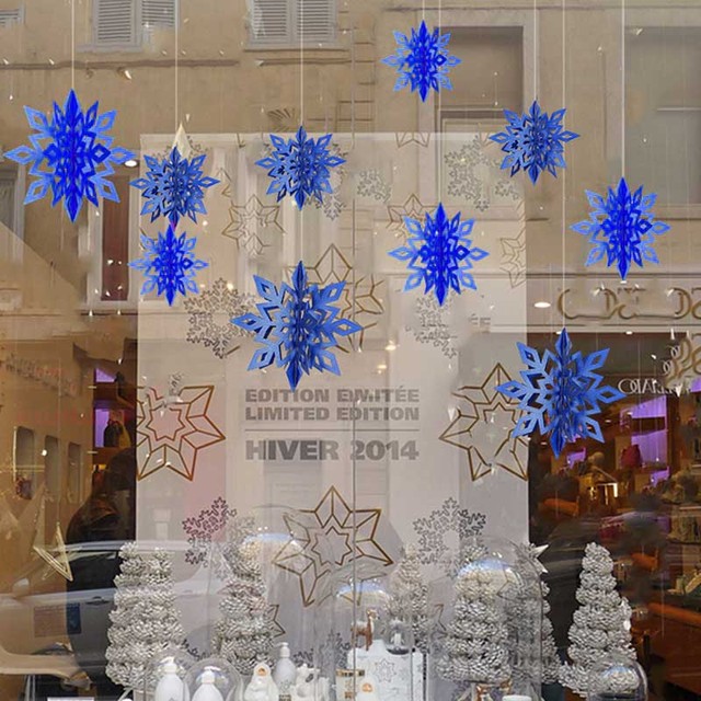 Mrożone zaopatrzenie firm - 3D sztuczne płatki śniegu, girlandy papierowe, ozdoby świąteczne i zimowe dekoracje do domu - Wianko - 23