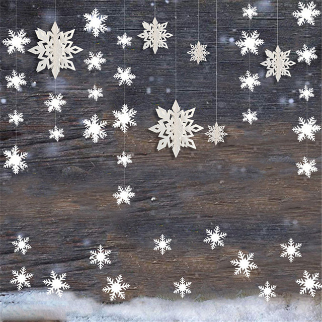 Mrożone zaopatrzenie firm - 3D sztuczne płatki śniegu, girlandy papierowe, ozdoby świąteczne i zimowe dekoracje do domu - Wianko - 11