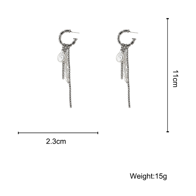Nowe długie kolczyki z frędzlami koloru srebrnego - biżuteria ręcznie robiona, wyrazisty i seksowny dodatek do Twojego stroju - AENSOA - Wianko - 3