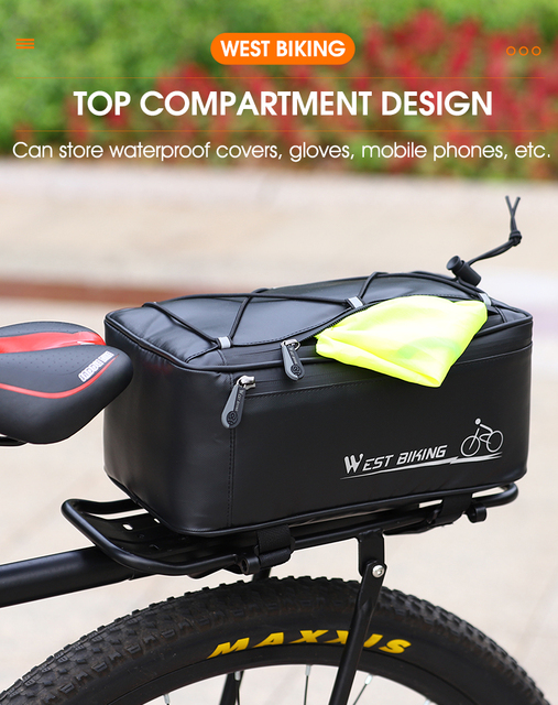 WEST BIKING wodoodporna torba bagażowa na rower z osłoną przeciwdeszczową posiada miejsce na siodełko, idealna dla miłośników rowerów MTB i elektrycznych - Wianko - 6