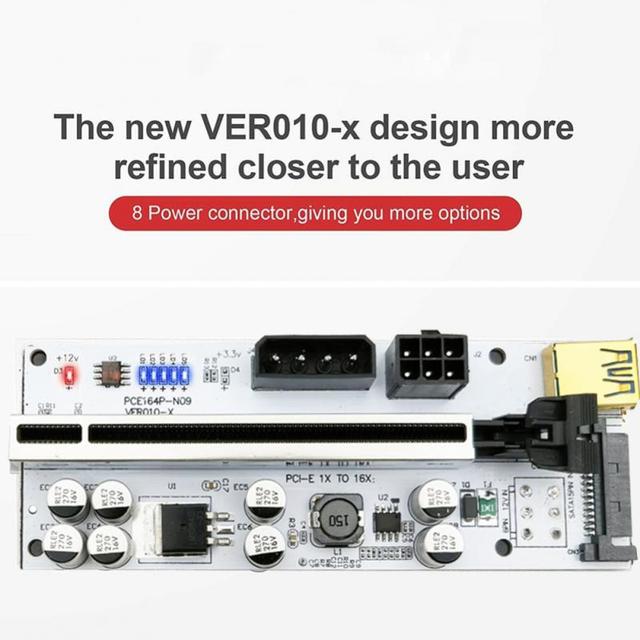 Kabel VER010-X PCI-E 1X 16X rozszerzający do karty graficznej z 4-pinowym zasilaniem SATA i 0.6M kablem USB 3.0 - Wianko - 5