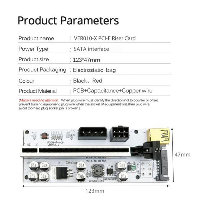 Kabel VER010-X PCI-E 1X 16X rozszerzający do karty graficznej z 4-pinowym zasilaniem SATA i 0.6M kablem USB 3.0 - Wianko - 10