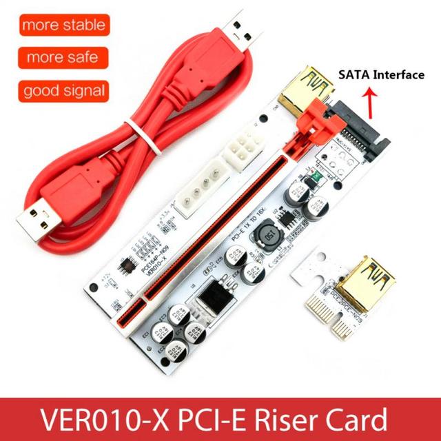 Kabel VER010-X PCI-E 1X 16X rozszerzający do karty graficznej z 4-pinowym zasilaniem SATA i 0.6M kablem USB 3.0 - Wianko - 3
