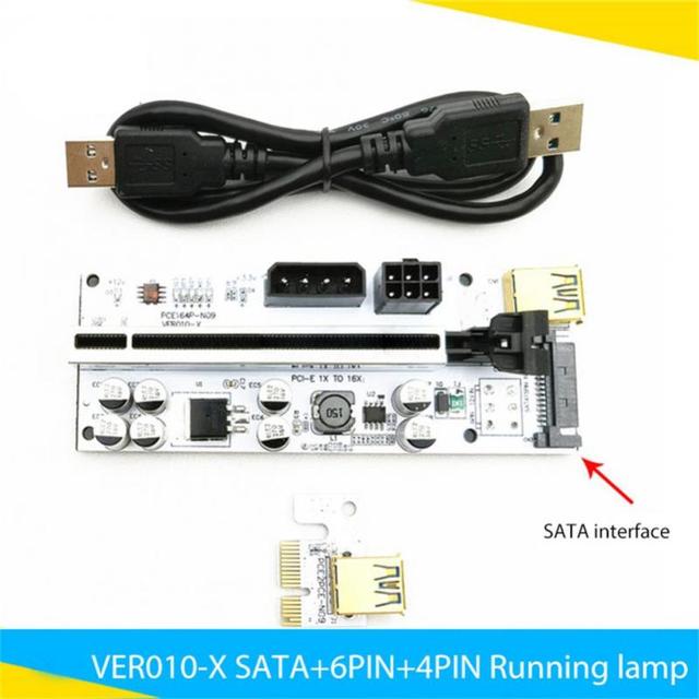 Kabel VER010-X PCI-E 1X 16X rozszerzający do karty graficznej z 4-pinowym zasilaniem SATA i 0.6M kablem USB 3.0 - Wianko - 4