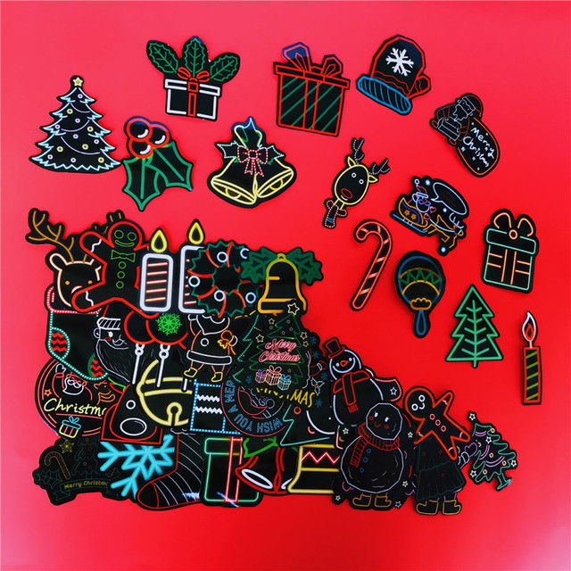 Neonowe dekoracje świąteczne - 10/30/50 sztuk naklejek z chłopcem, idealne do domu, samochodu, kasku, notebooka, kubka, telefonu komórkowego - Wianko - 5