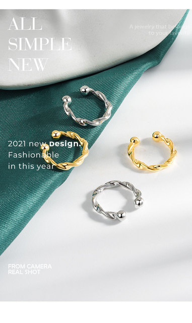 Klipsy do uszu QMCOCO 925 srebrne dla kobiet - nowy trend lato 2021, prosta geometria, elegancka biżuteria, prezenty - Wianko - 3