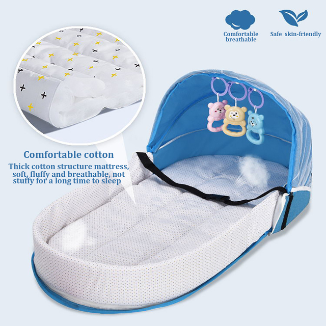 Przenośne łóżeczko Silibaby dla dziecka - łóżko przenośne, składane, wielofunkcyjne, przechowywanie w plecaku, odpędzanie komarów, odpowiednie na podróże - Wianko - 8
