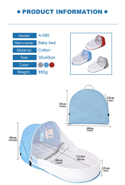Przenośne łóżeczko Silibaby dla dziecka - łóżko przenośne, składane, wielofunkcyjne, przechowywanie w plecaku, odpędzanie komarów, odpowiednie na podróże - Wianko - 2