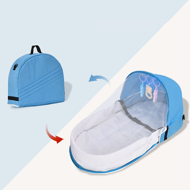 Przenośne łóżeczko Silibaby dla dziecka - łóżko przenośne, składane, wielofunkcyjne, przechowywanie w plecaku, odpędzanie komarów, odpowiednie na podróże - Wianko - 4