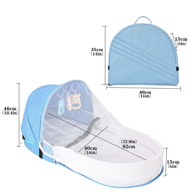 Przenośne łóżeczko Silibaby dla dziecka - łóżko przenośne, składane, wielofunkcyjne, przechowywanie w plecaku, odpędzanie komarów, odpowiednie na podróże - Wianko - 5