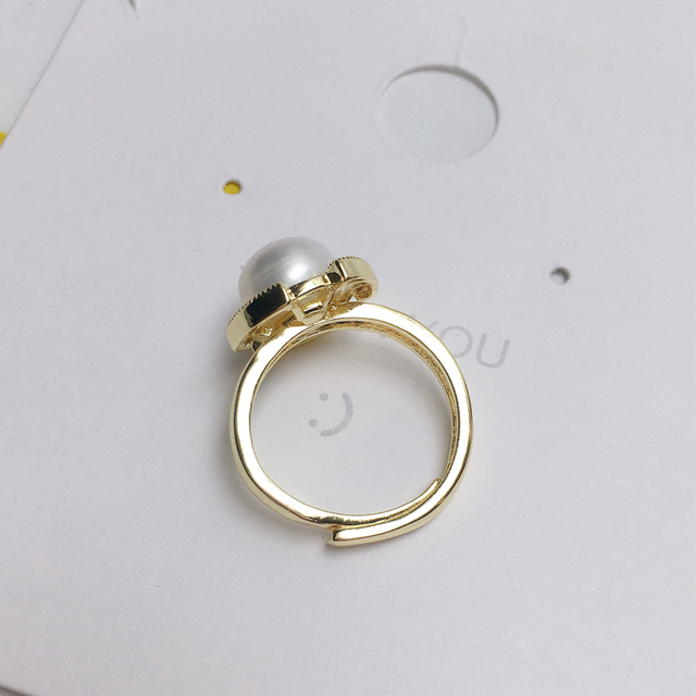 Perła pierścionek ZHBORUINI, 14K żółty złoty, diament wypełniony cyrkon, naturalna słodkowodna perła, elegancki dla kobiet - Wianko - 3