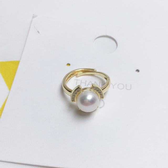 Perła pierścionek ZHBORUINI, 14K żółty złoty, diament wypełniony cyrkon, naturalna słodkowodna perła, elegancki dla kobiet - Wianko - 4