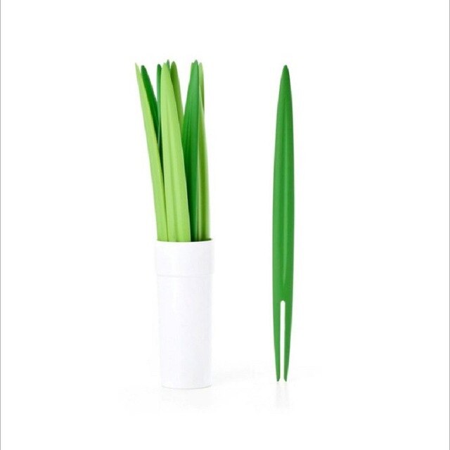 Nowy kreatywny widelec do owoców z liściem bambusowym - 10 sztuk - Wianko - 8