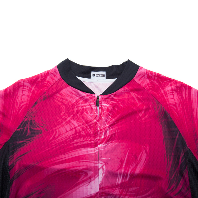 Damska koszulka rowerowa z krótkim rękawem - letnia, szybkoschnąca, kolor fioletowy - Wianko - 2