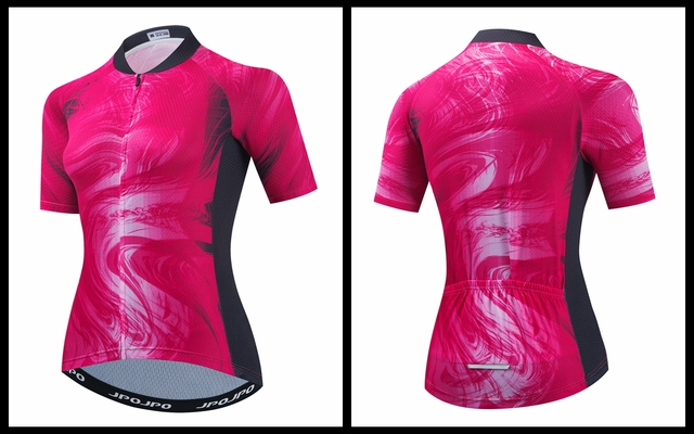 Damska koszulka rowerowa z krótkim rękawem - letnia, szybkoschnąca, kolor fioletowy - Wianko - 13