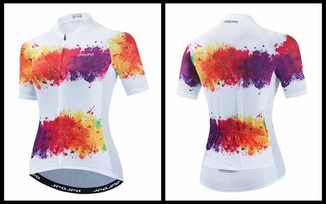Damska koszulka rowerowa z krótkim rękawem - letnia, szybkoschnąca, kolor fioletowy - Wianko - 18