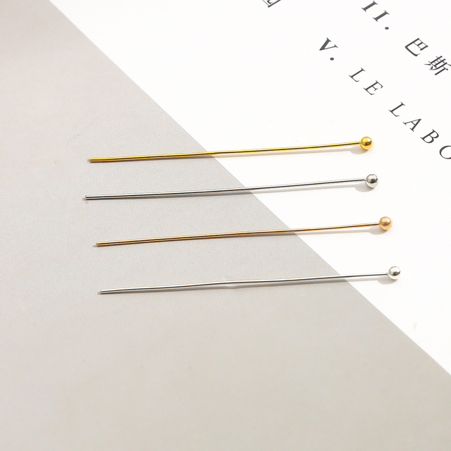 200 sztuk/partia metalowych głowic kulowych Pin Multisize o różnej długości i jasnym odcieniu - do tworzenia biżuterii DIY i produkcji hurtowej - Wianko - 2