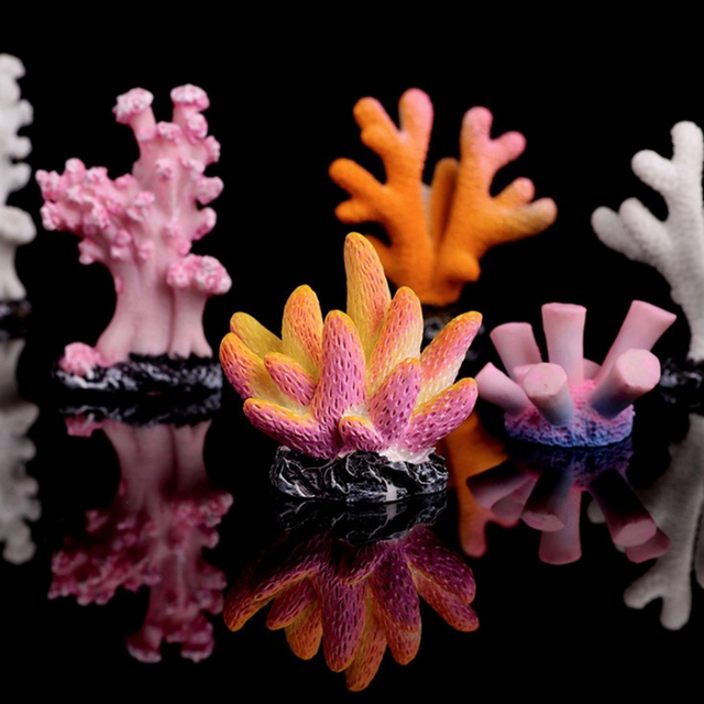 Żywica dekoracyjna w formie koralowej ryby - kolorowe akwarium, sztuczne koralowisko dla ryb - Wianko - 1